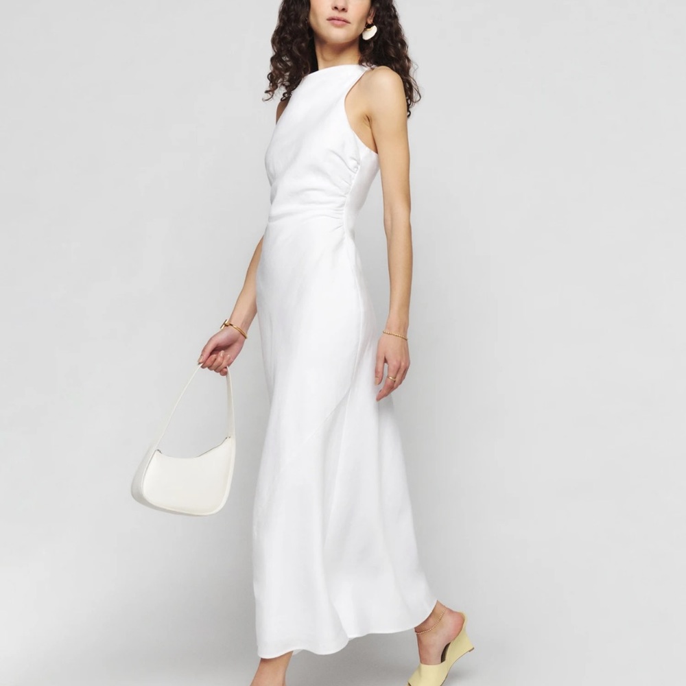 Reformation Castelle White Linen Dress